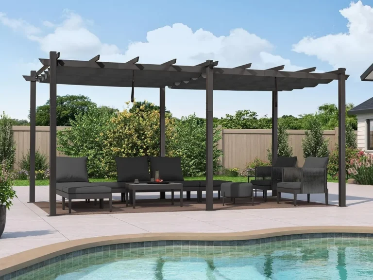 Pergola con techo retractil de jardin