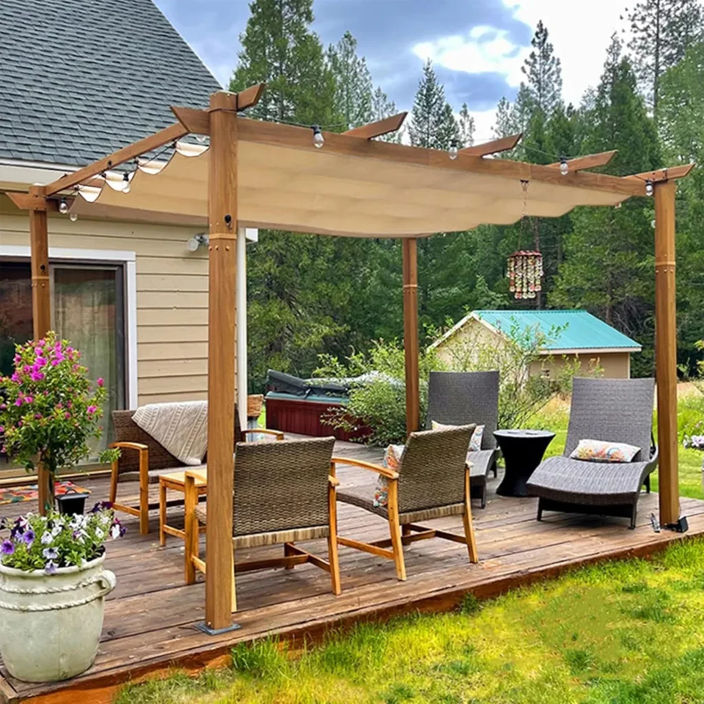 pergola de madera para jardin