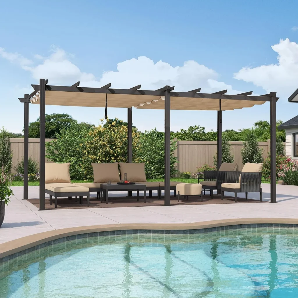 pergola retractil grande de aluminio